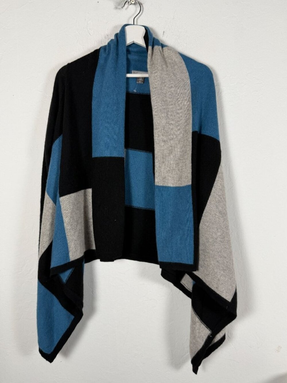 Cashmere by Charter Club Womens Colorblock Waterfall Cardigan Sweater Small Blue